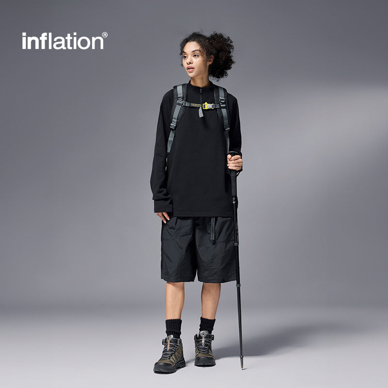 INFLATION Double-sided Fleece half zipper outdoor base shirt raglan cycling long sleeve Sweatshirt