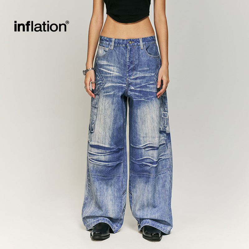 INFLATION Appliqué embroidery wash digital print jeans