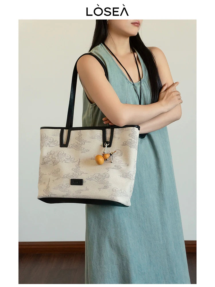 LOSEA Xiangyun Pattern Large Capacity Tote Bag