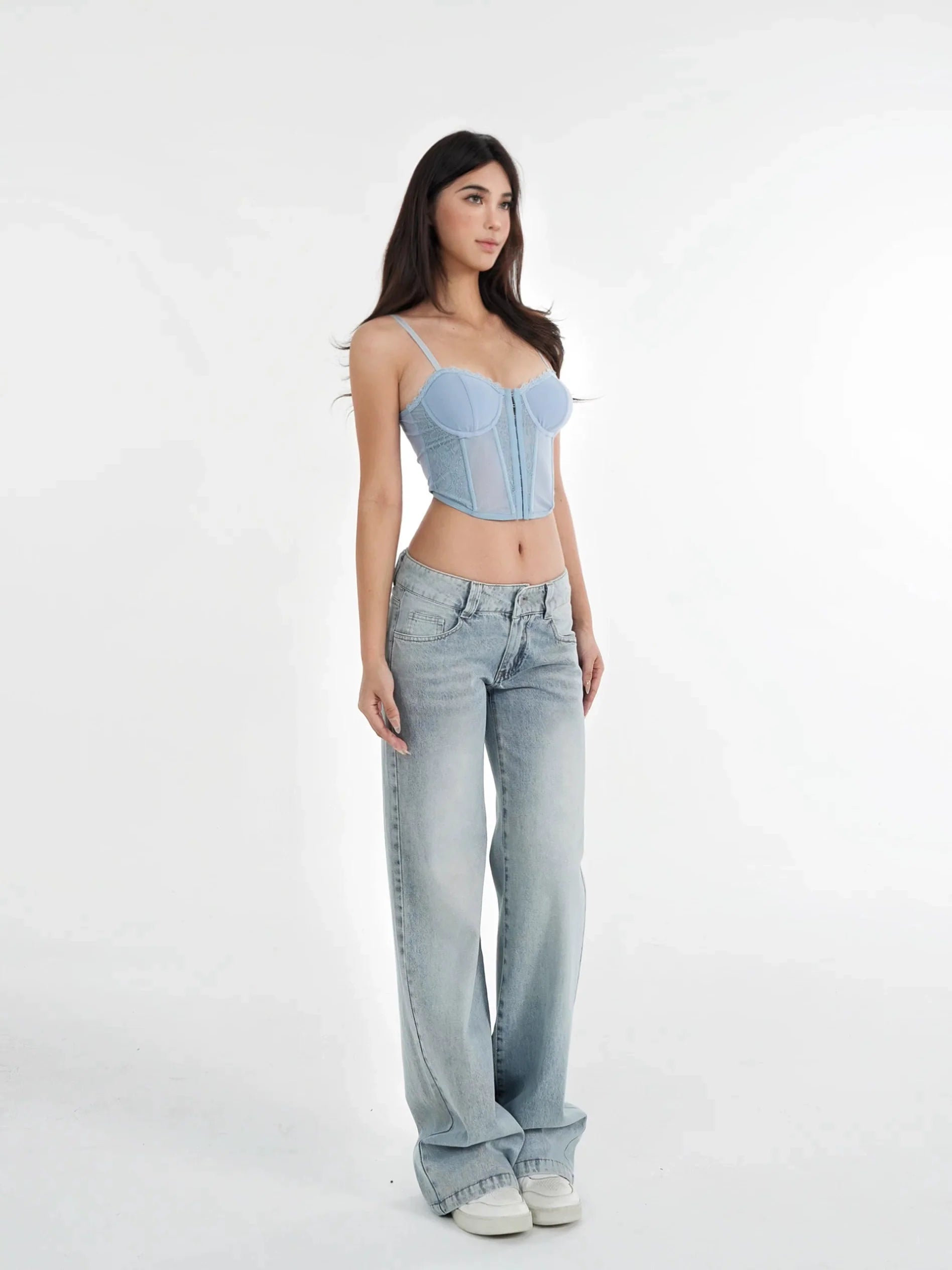 Jim Kennet Lace Fishbone Corset with Suspenders