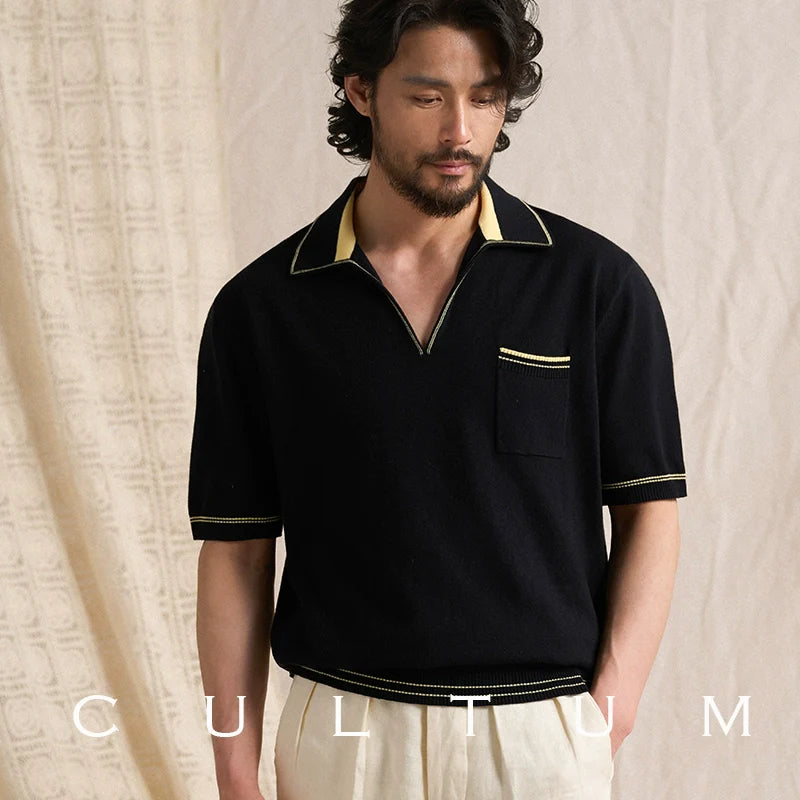 CULTUM Button-free Knitted Polo Shirt Short Sleeve