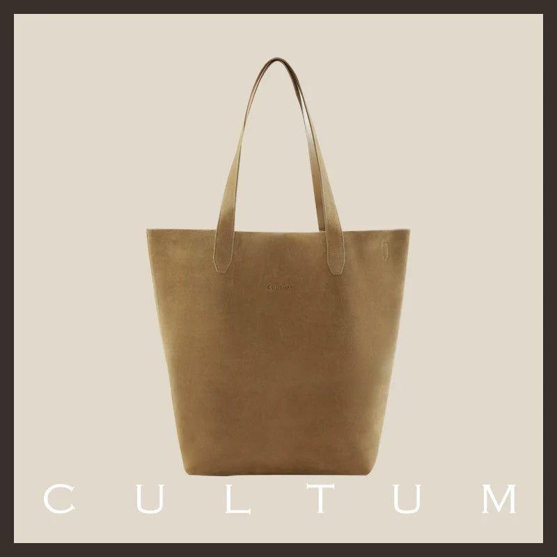 CULTUM Vintage Tote Real Cowhide Commuter Leisure Bucket Bag