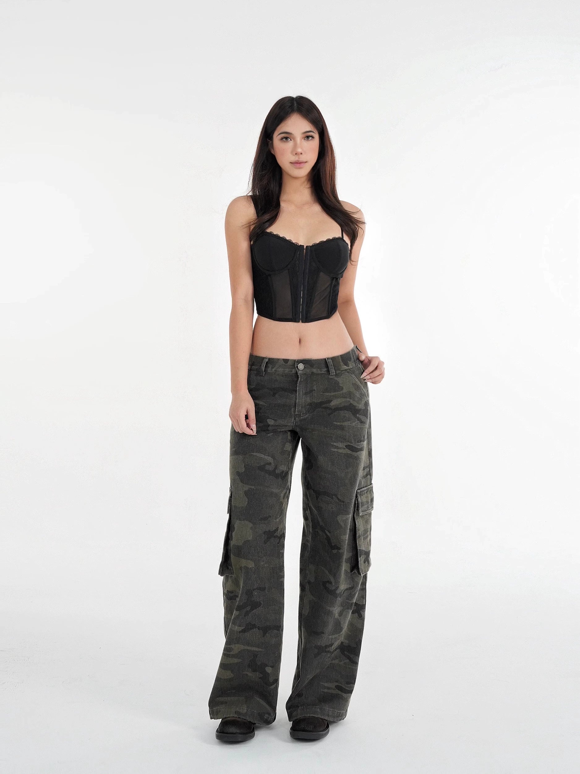 Jim Kennet Lace Fishbone Corset with Suspenders