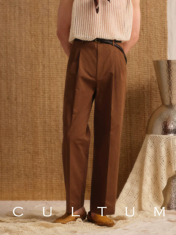 CULTUM Double Pleated Straight Casual Trousers