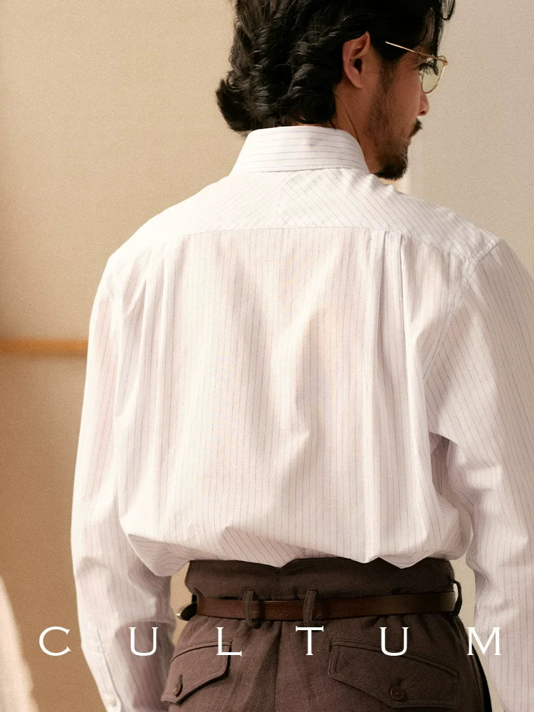CULTUM ivy Style Hidden Button-neck College Shirt