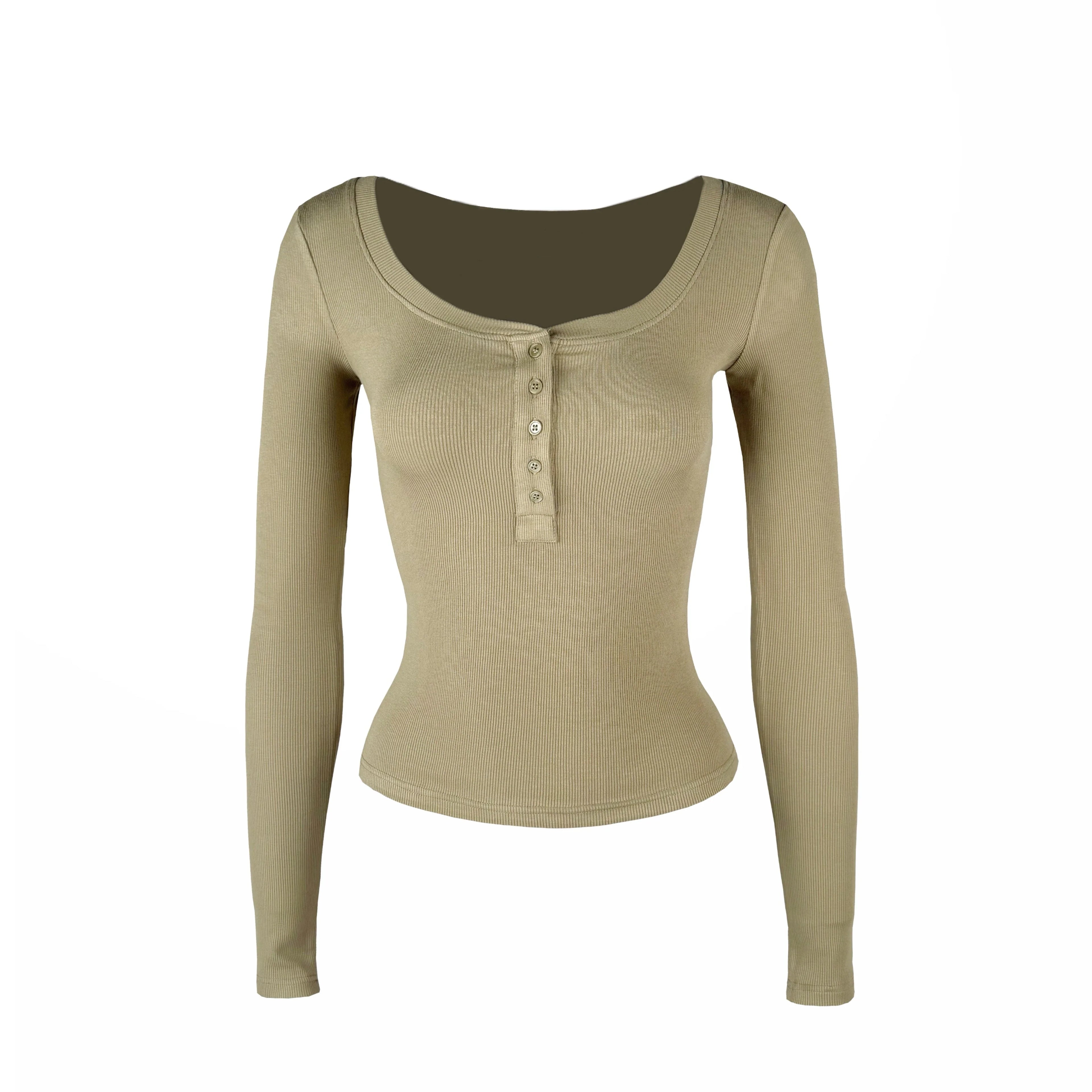 Jim Kennet Basic U-Neck Stretch Slim Henry Long Sleeves