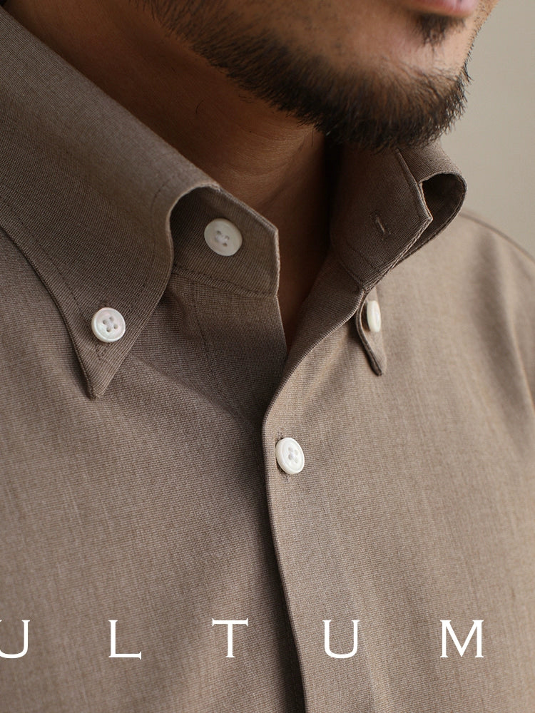 CULTUM Italian Retro Big Pointed Collar Button-down Long-sleeved Shirt
