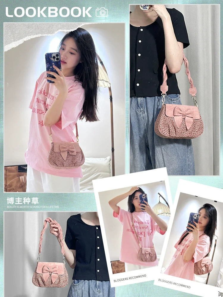 JACD Leopard Print Shoulder Butterfly Messenger Bag