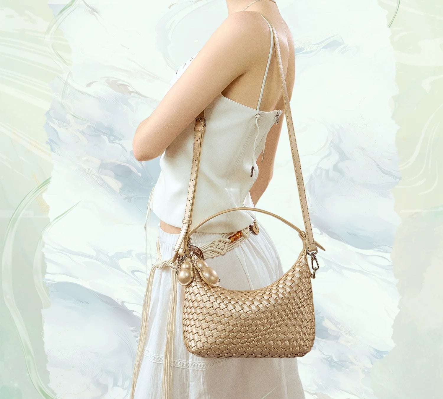 JACD Hand-woven Wave Style Shoulder Messenger Bag