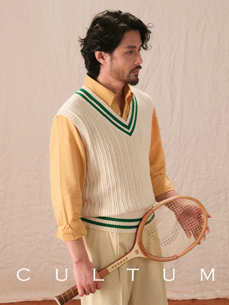 CULTUM Hollow Breathable V-Neck Tennis Bottom Shirt Vest