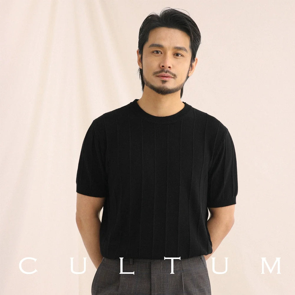 CULTUM Knitted Slim Round Neck Casual Tee