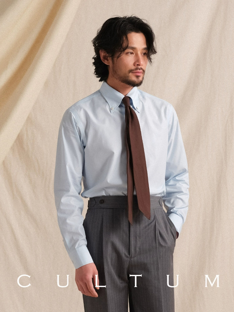 CULTUM Italian Large Pointed Button-neck Long-sleeved Shirt