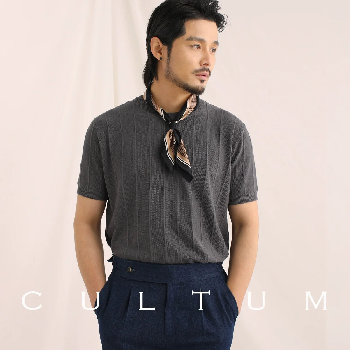 CULTUM Knitted Slim Round Neck Casual Tee