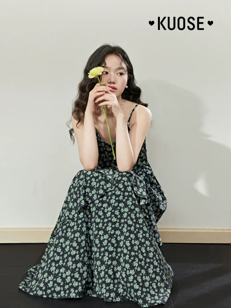 Kuose French Floral Suspender Dress