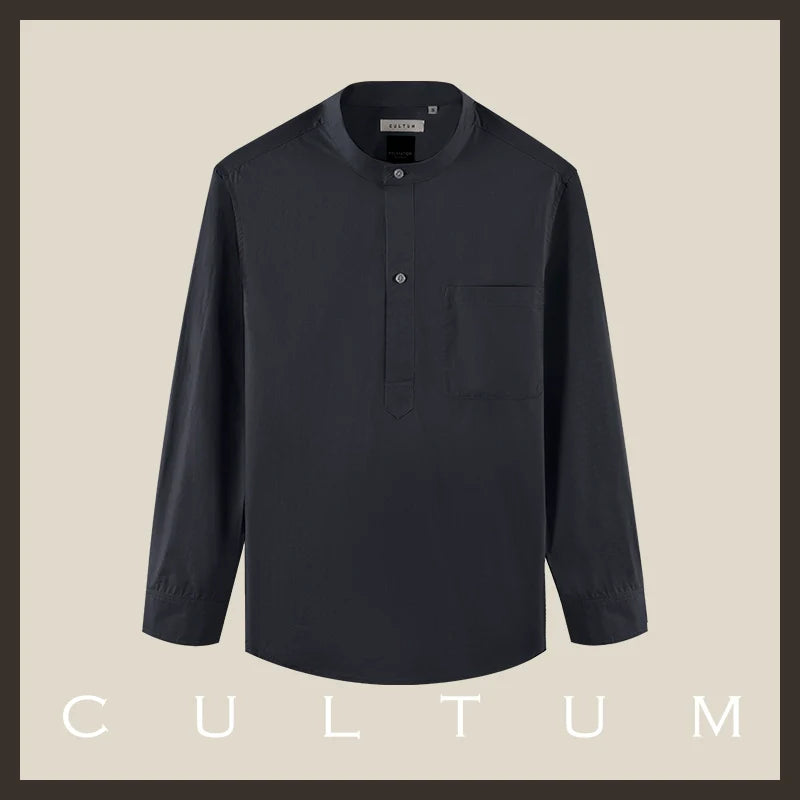 CULTUM Casual Slack Half Open Collar Long Sleeve Shirt