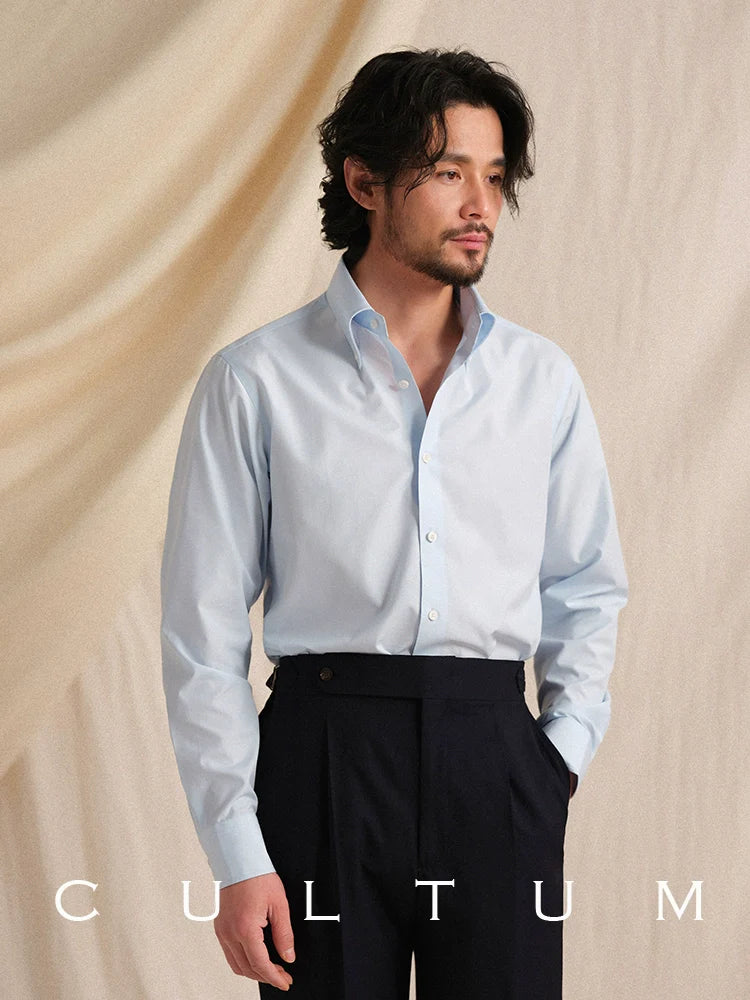CULTUM Italian Large Pointed Button-neck Long-sleeved Shirt