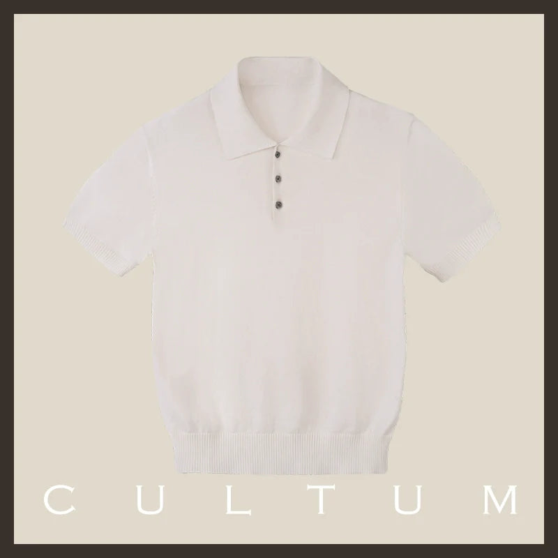 CULTUM  Breathable Knitted Polo Shirt Short Sleeve