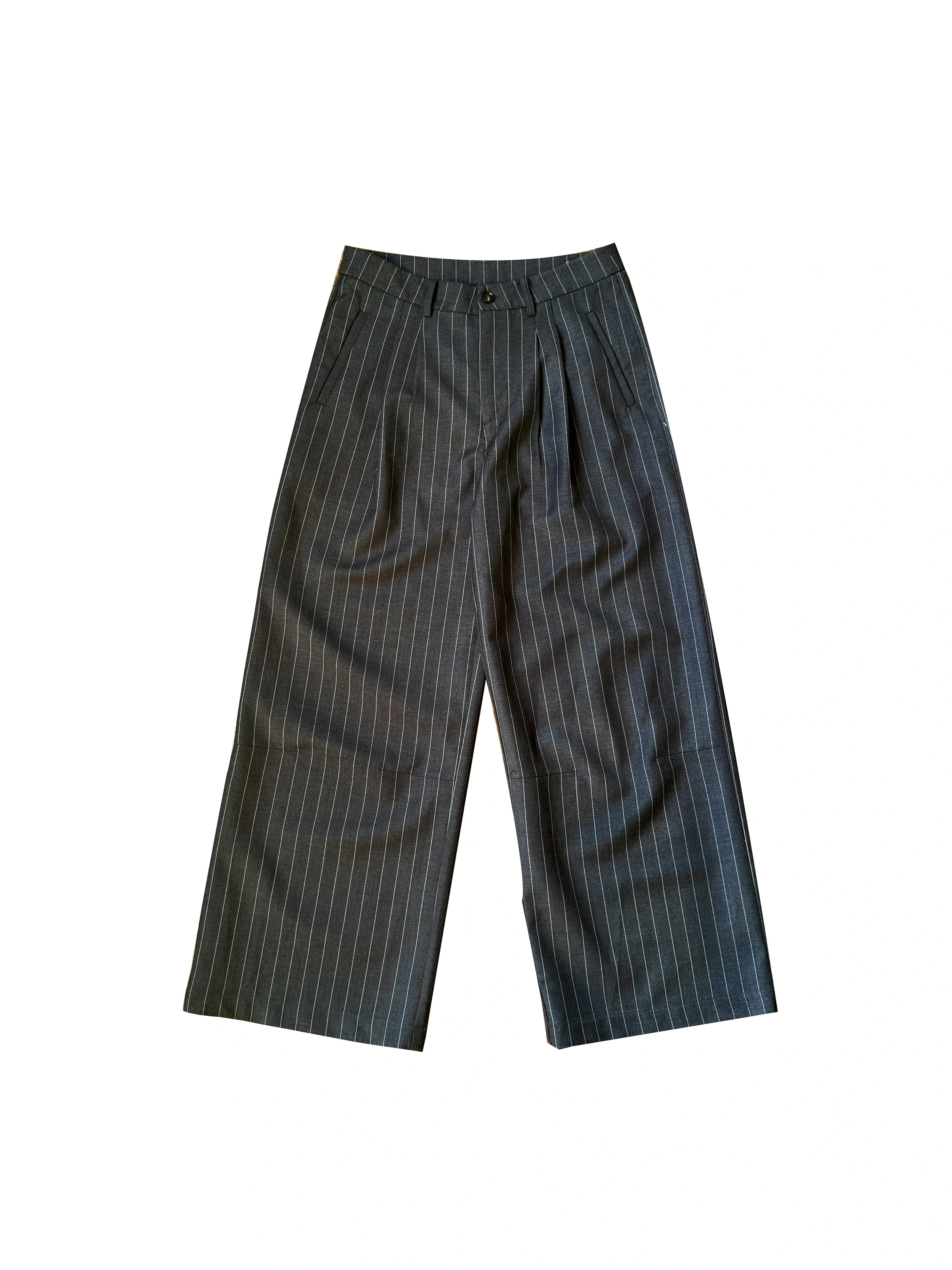 InsGale Scimitar Pleated Three-dimensional Wide-leg Striped Trousers