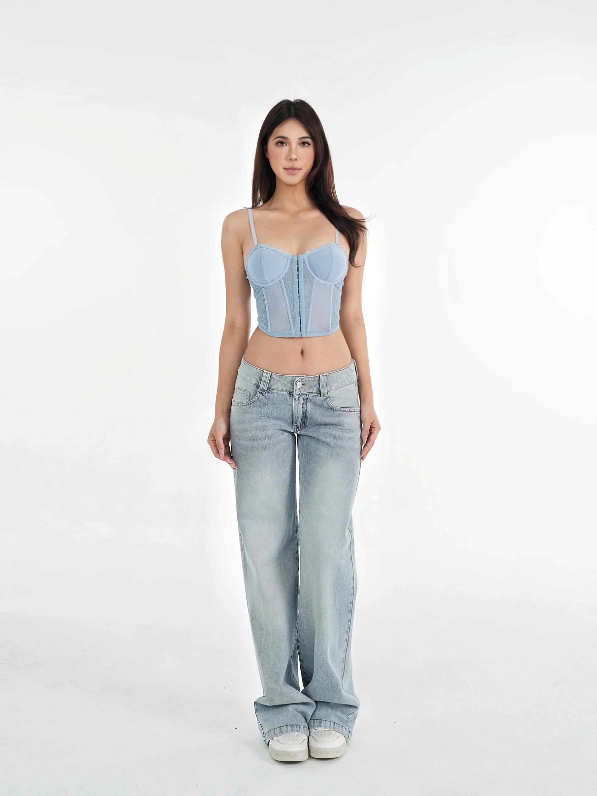 Jim Kennet Lace Fishbone Corset with Suspenders