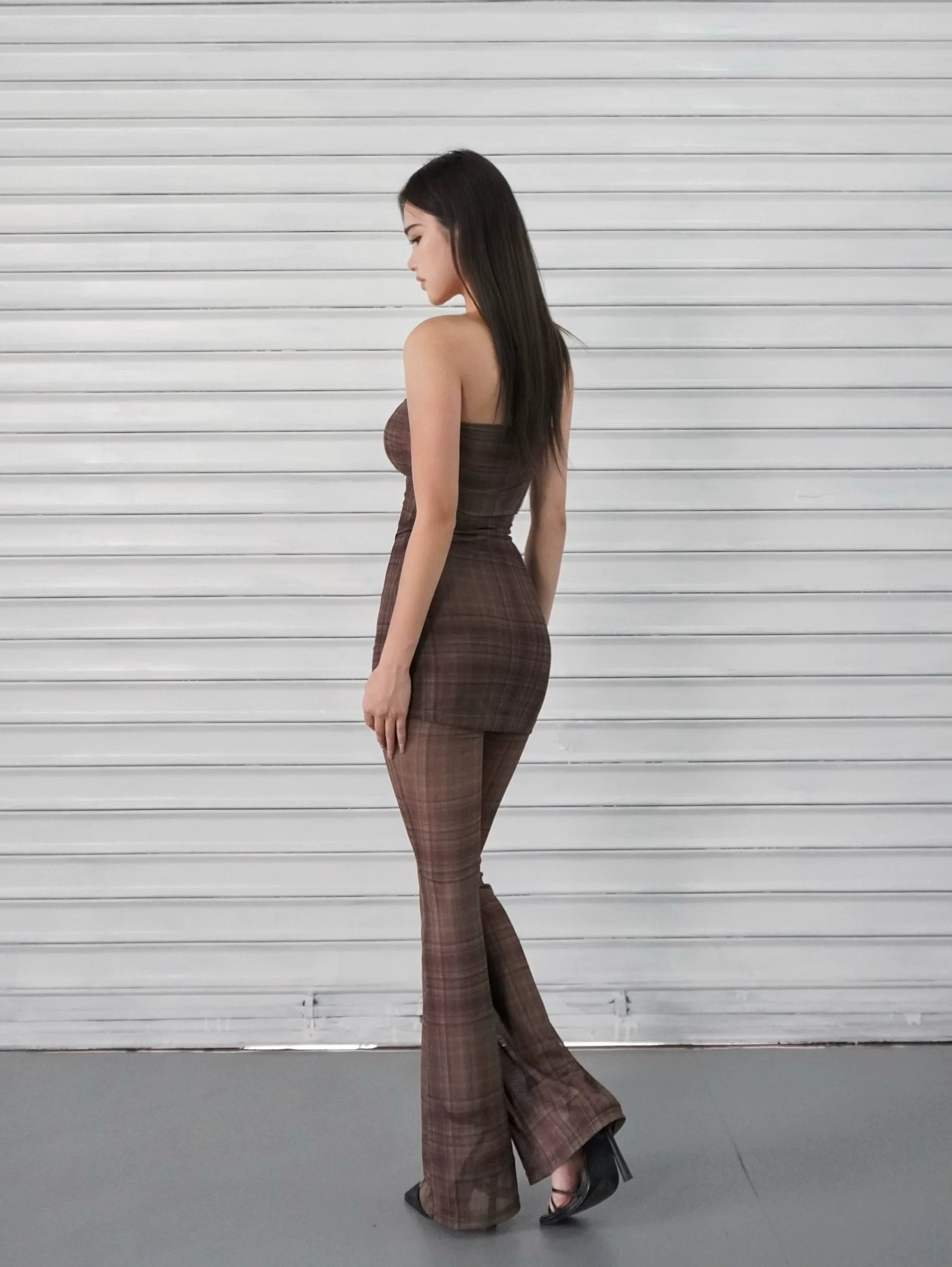 Jim Kennet Checked Vintage Tube Top Skirt Trousers