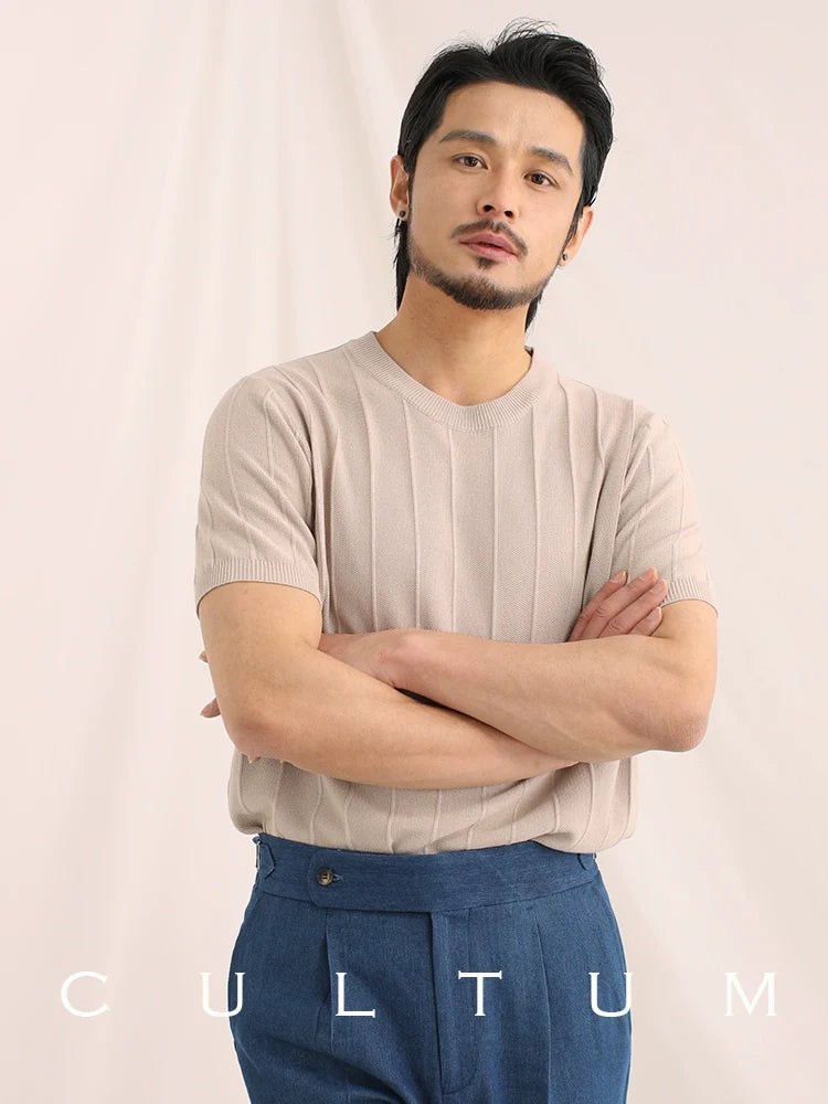 CULTUM Knitted Slim Round Neck Casual Tee