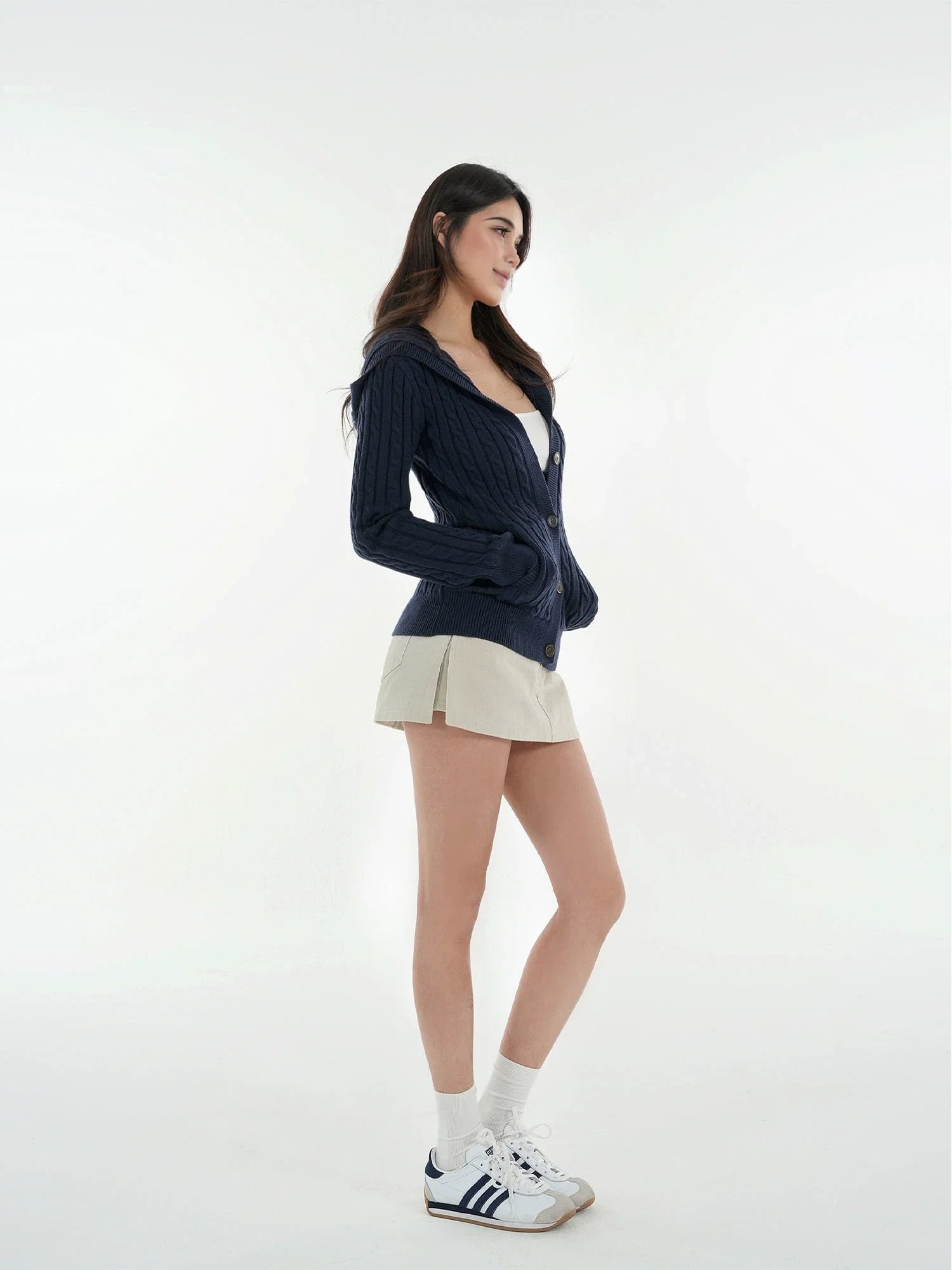 Jim Kennet Vintage Work Wear Fake Two-Piece Denim Skirt