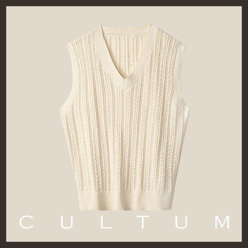 CULTUM Hollow Breathable V-Neck Tennis Bottom Shirt Vest