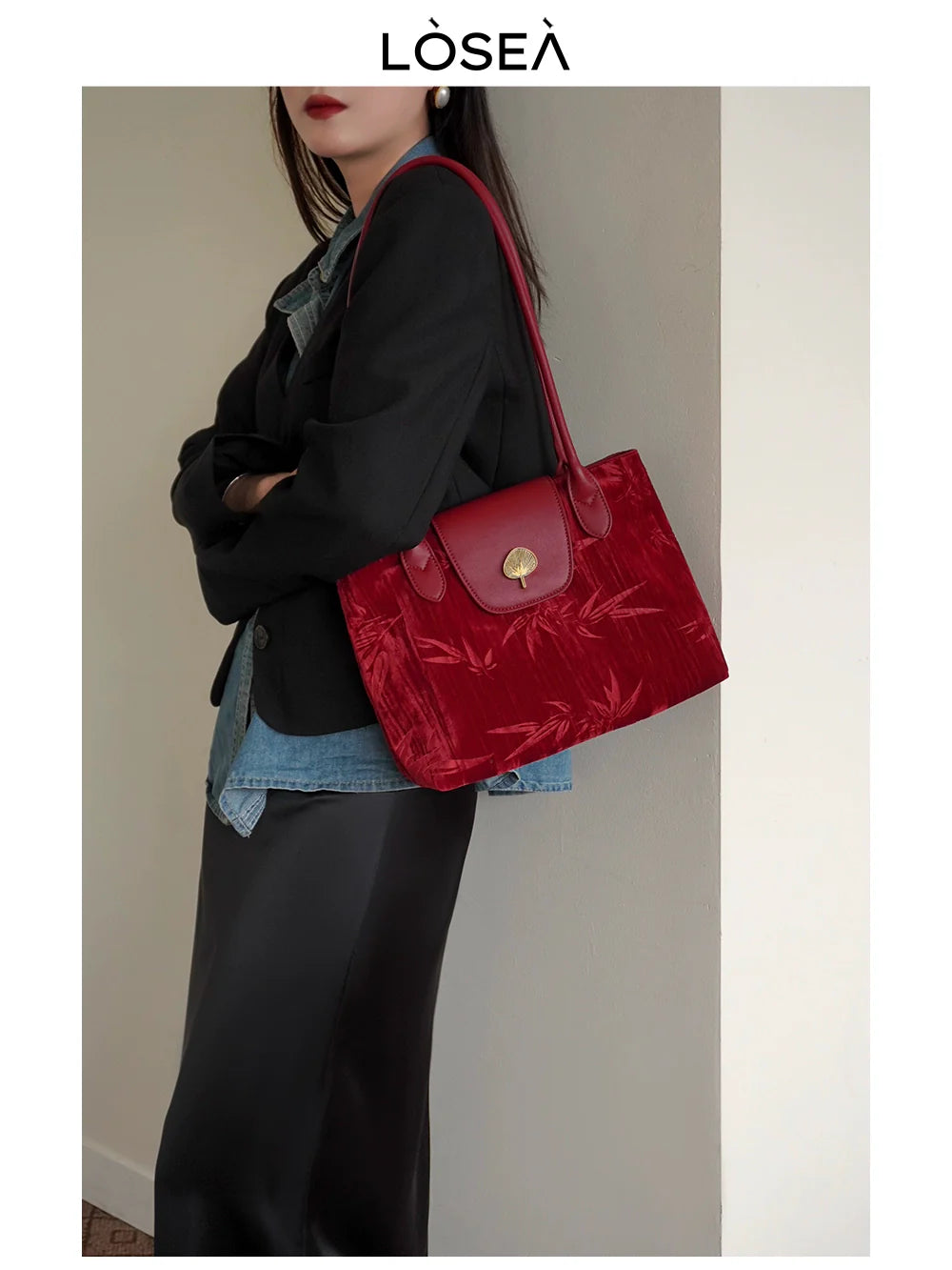 LOSEA New Chinese Style Pudong Fan Underarm Shoulder Bag