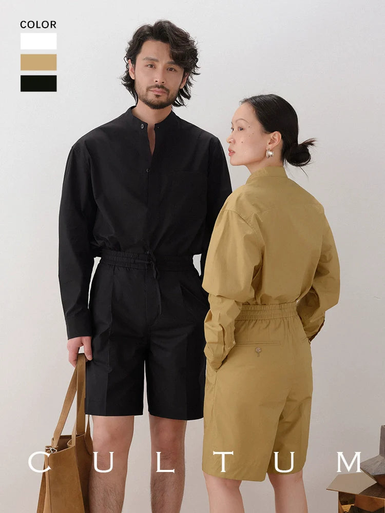 CULTUM Casual Slack Half Open Collar Long Sleeve Shirt