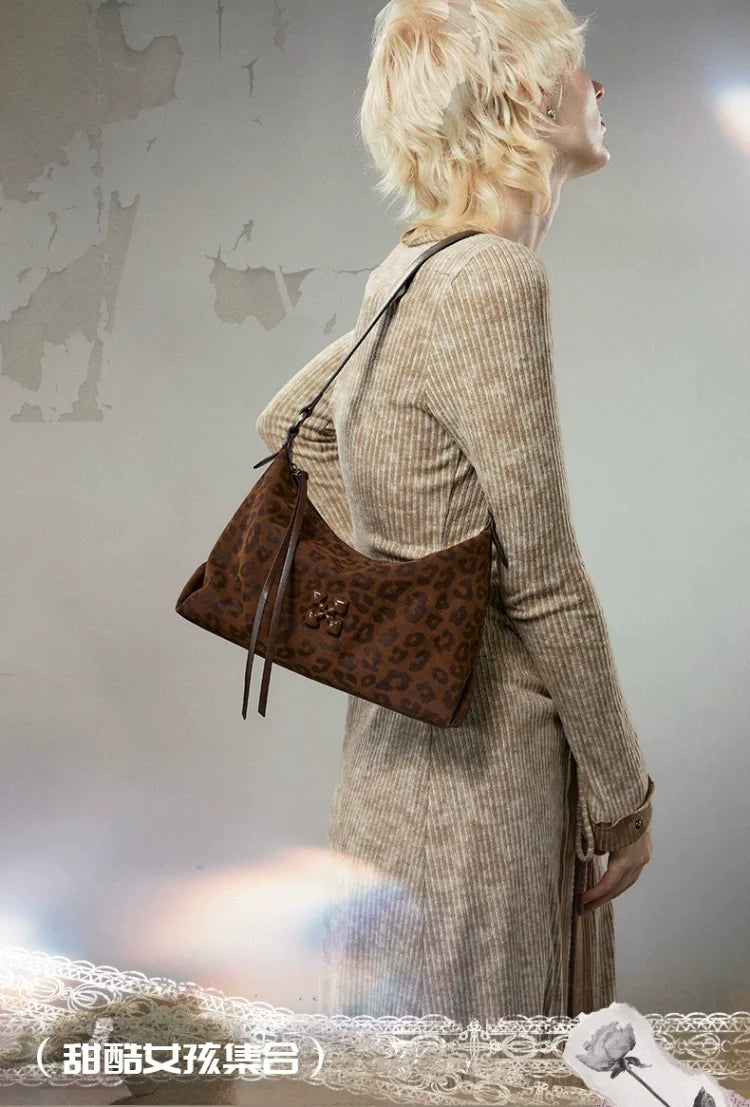 JACD Leopard Print Underarm Shoulder Messenger Bag