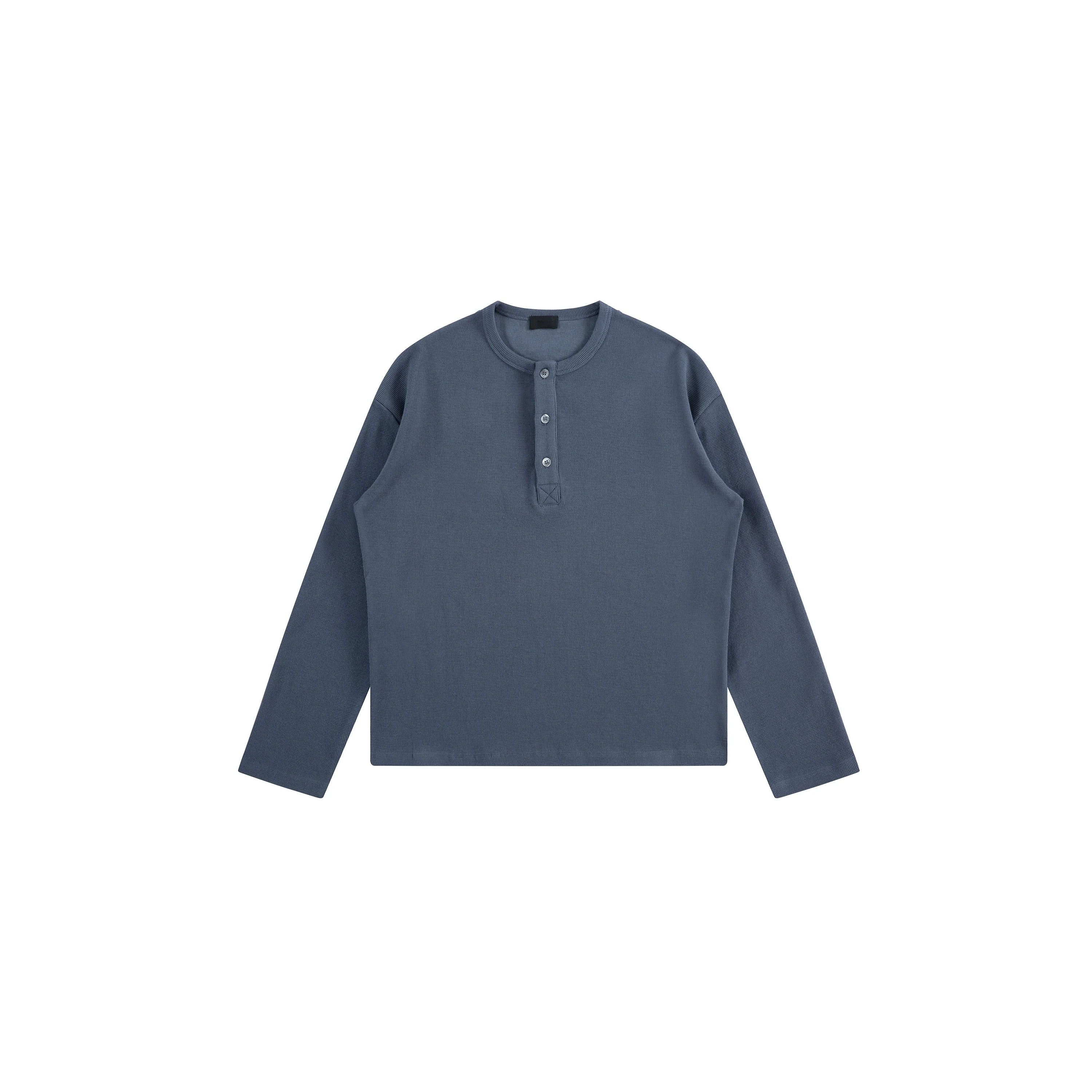 PLUS NO LOGO Diamond Waffle Henry Neck Long Sleeve