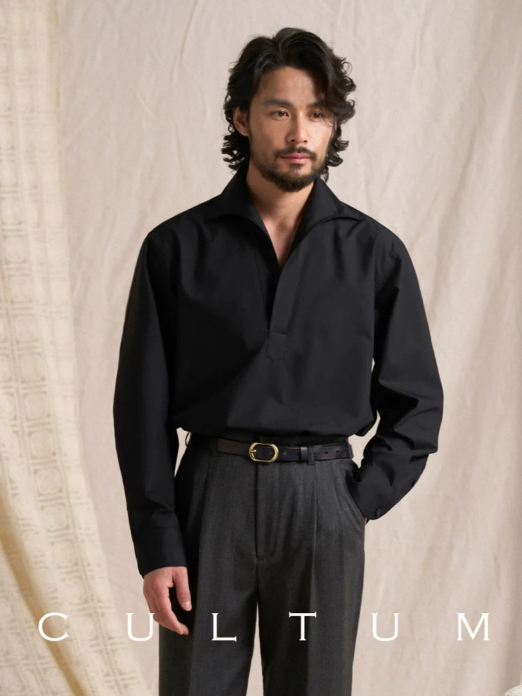 CULTUM Half-open One Piece Silky Cool Long-sleeved Shirt Men