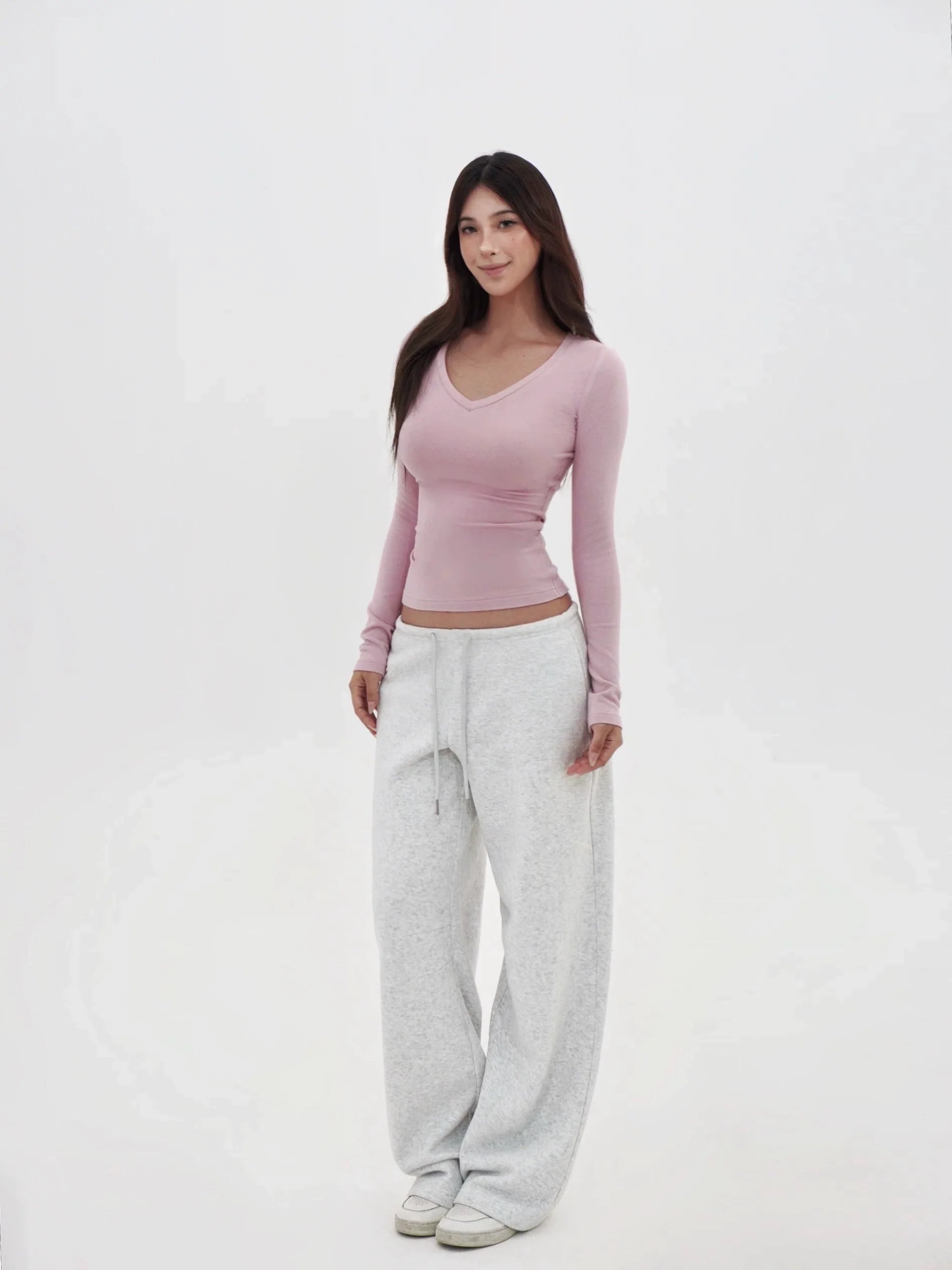 Jim KennetV Neck Stretch Bottom Long Sleeve Top