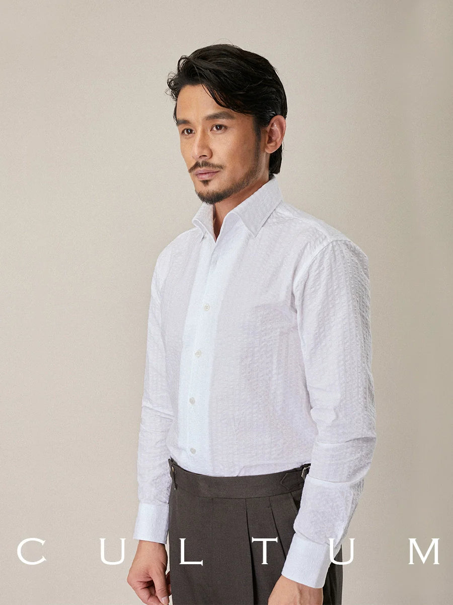 CULTUM Lightweight Breathable Seersucker One Piece Collar Button Collar Shirt