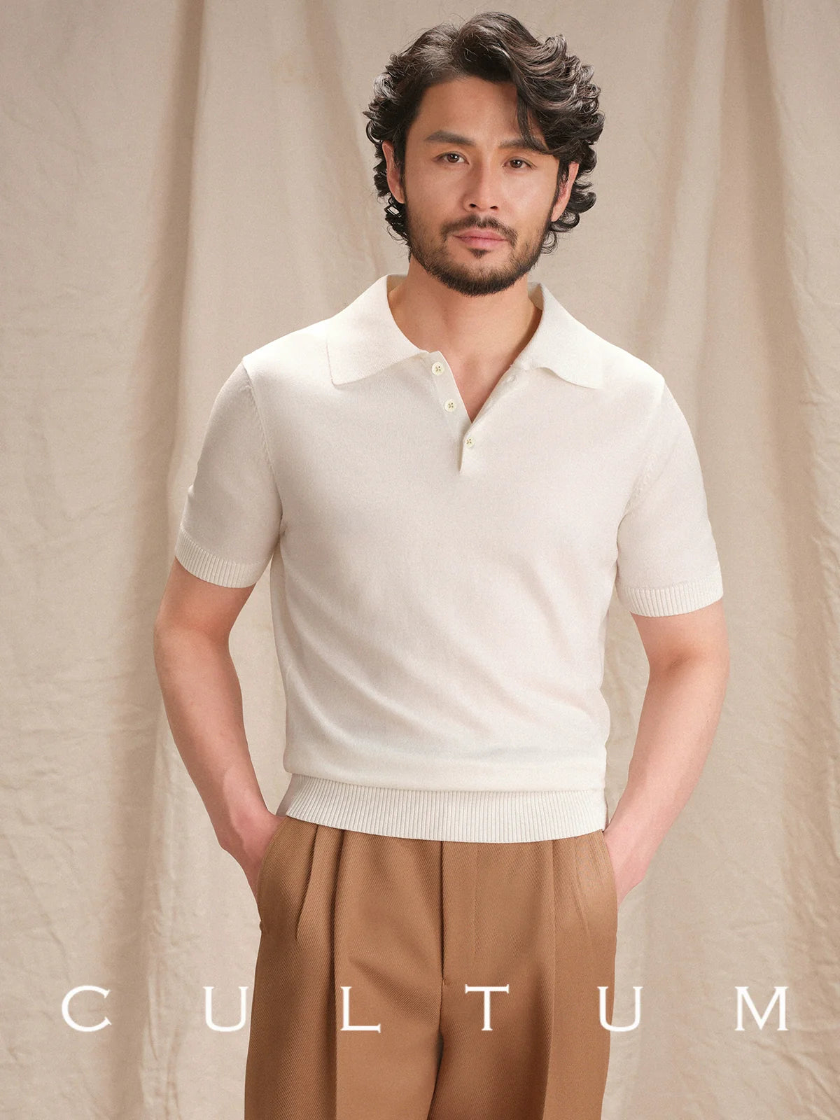 CULTUM  Breathable Knitted Polo Shirt Short Sleeve
