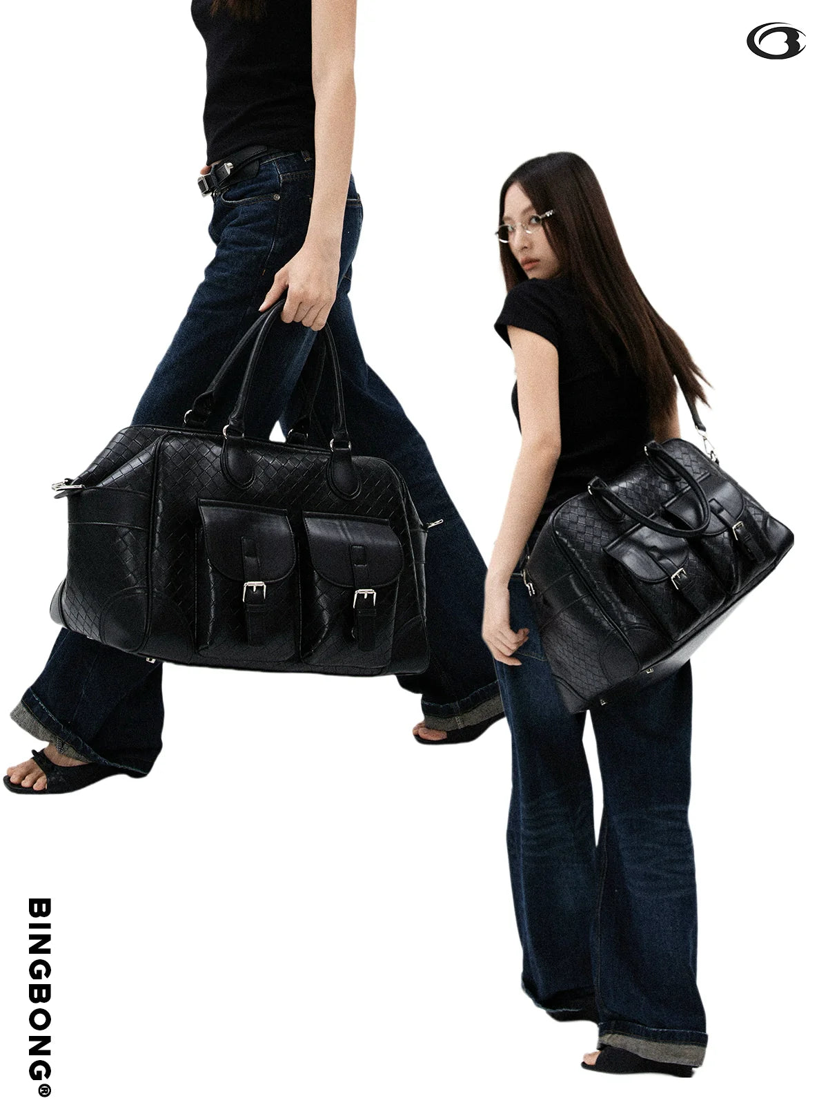 BINGBONG Cross Braided Retro Simple Portable Large Capacity Bag
