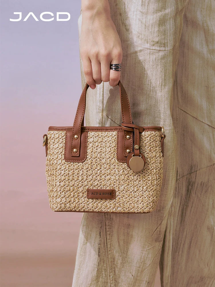 JACD Vacation Wind Woven Straw Bucket Bag