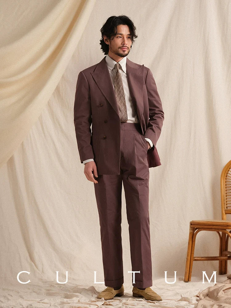 CULTUM Italian Neapolitan Double-pleated Cotton Trousers