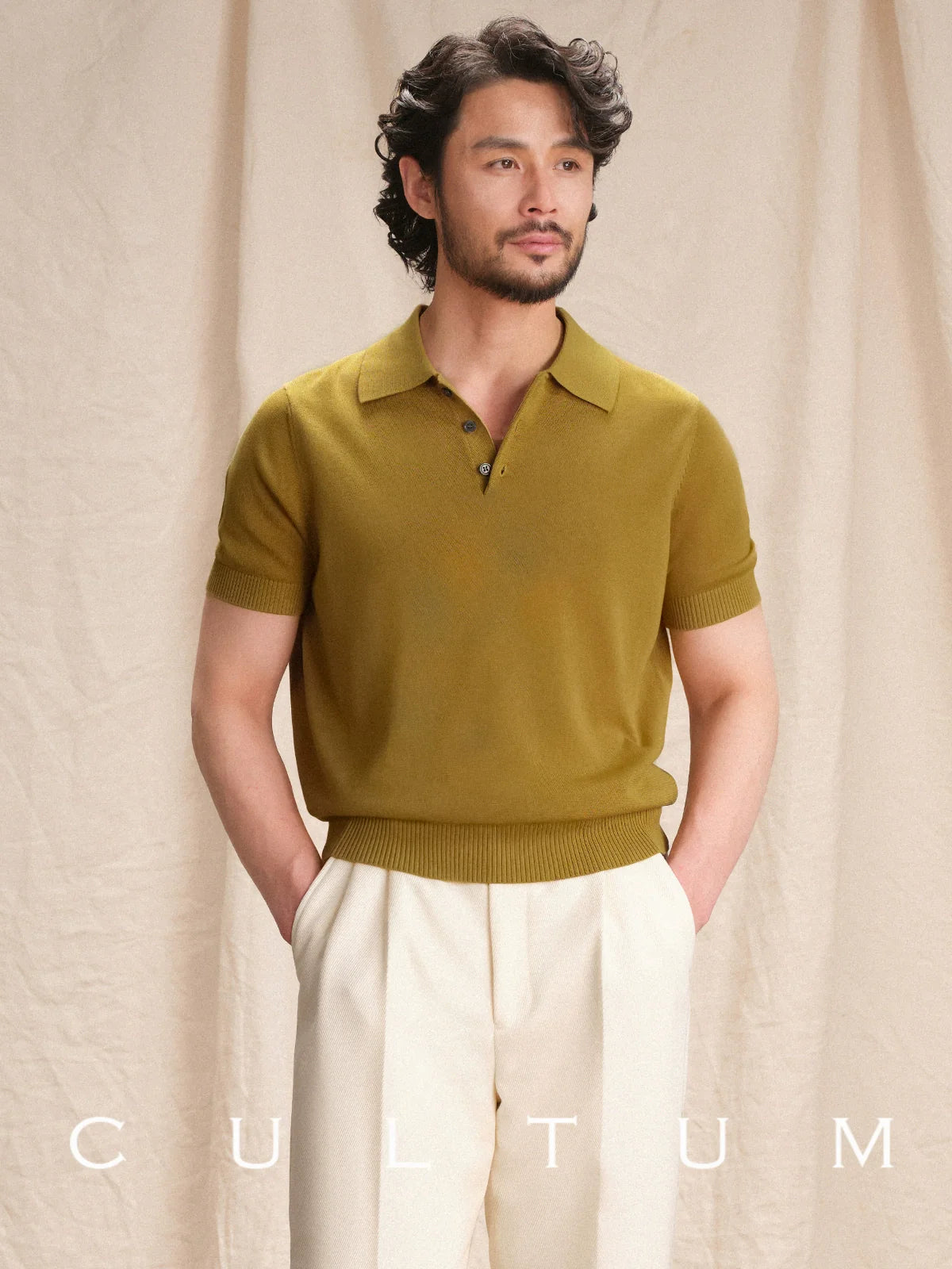 CULTUM  Breathable Knitted Polo Shirt Short Sleeve