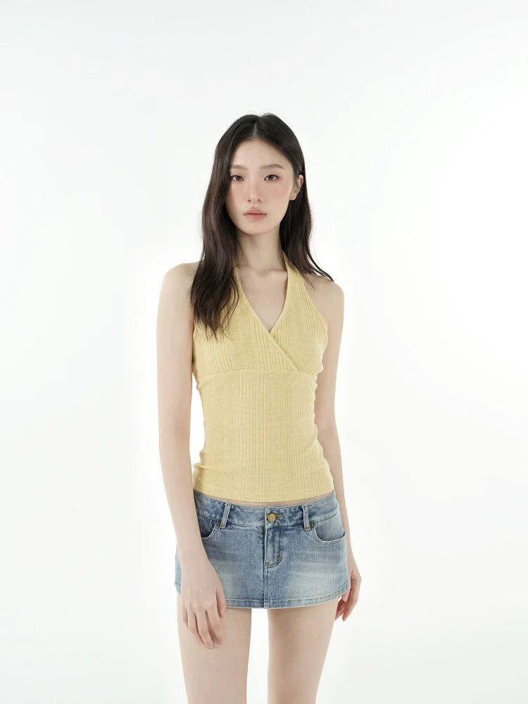 Jim Kennet Cross V-Neck Knitted Pit Strip Neck Sling