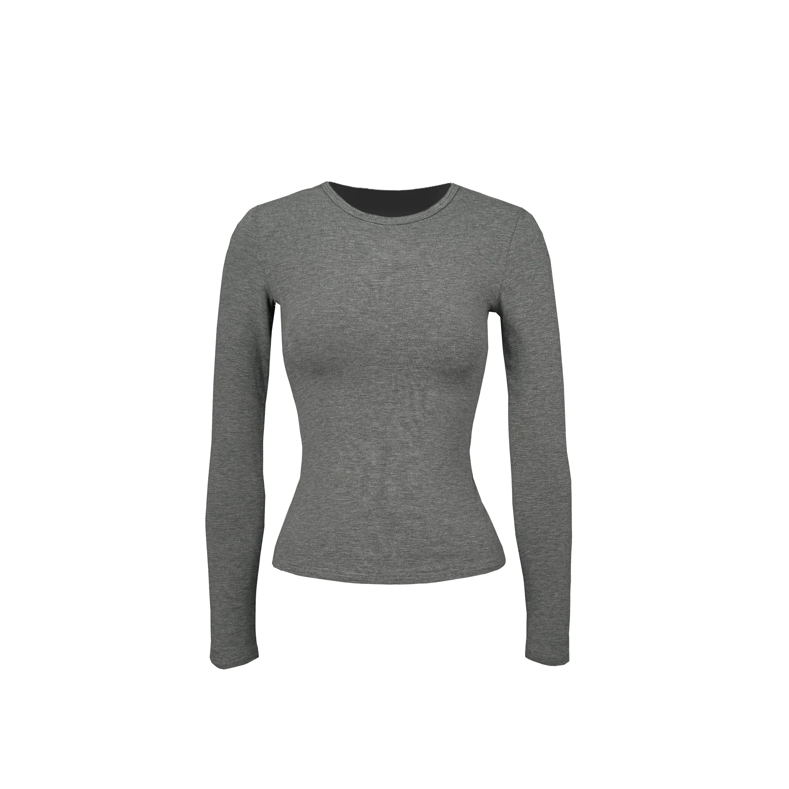 Jim Kennet Crew Neck Micro Transparent Shoulder Long Sleeve Bottom Shirt