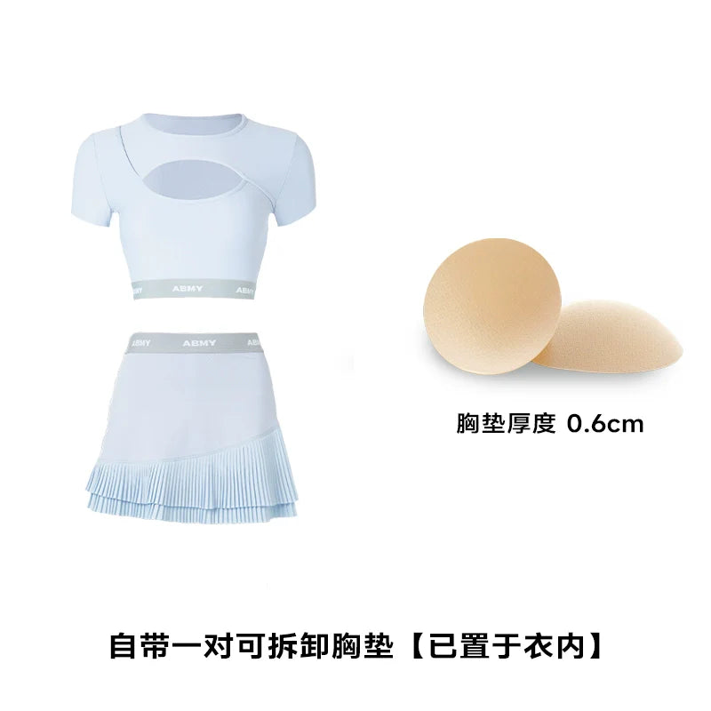ABMY Hollow Suspender Irregular Pleated Skirt