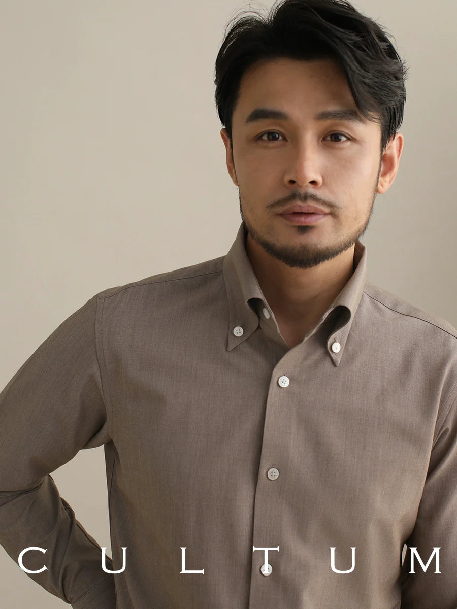 CULTUM Italian Retro Big Pointed Collar Button-down Long-sleeved Shirt