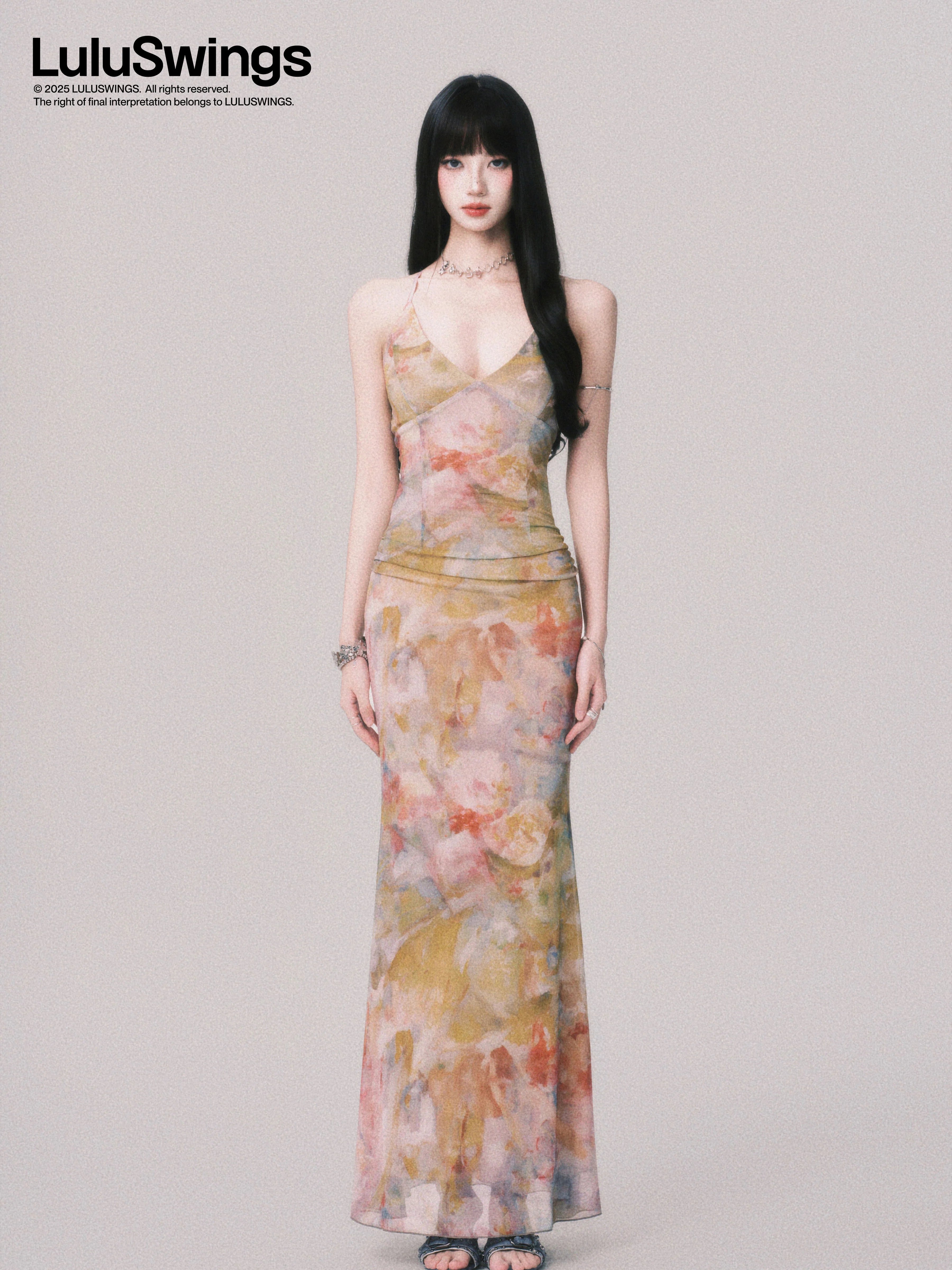 LULUSWINGS V Neck Stretch Sexy Strap Suspender Skirt