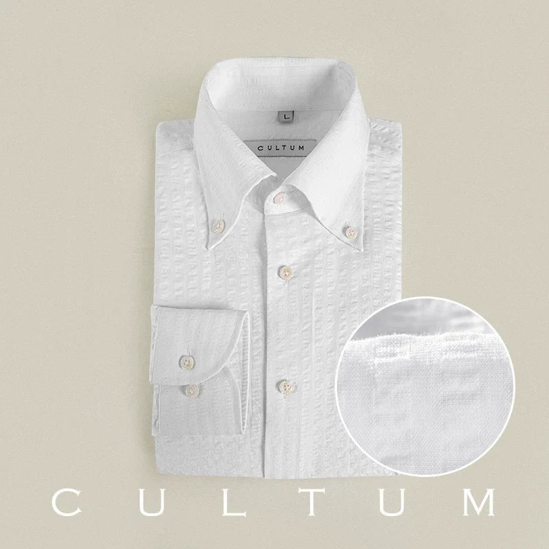 CULTUM One-piece Collar Long-sleeved Striped Casual Shirt