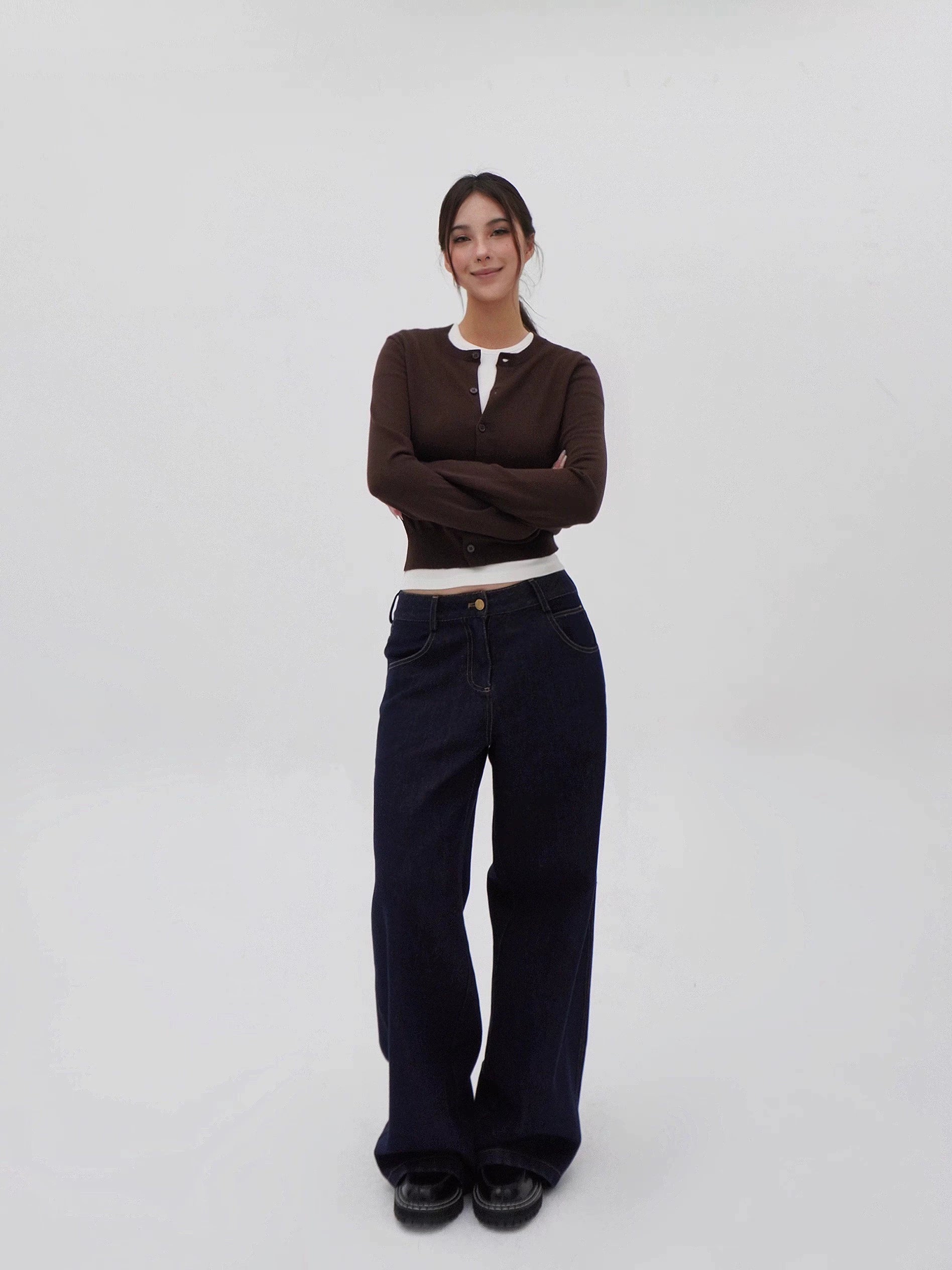 Jim Kennet Slim-Fit Short Knitted Sweater Cardigan