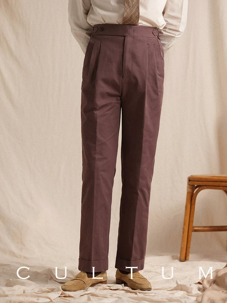 CULTUM Italian Neapolitan Double-pleated Cotton Trousers
