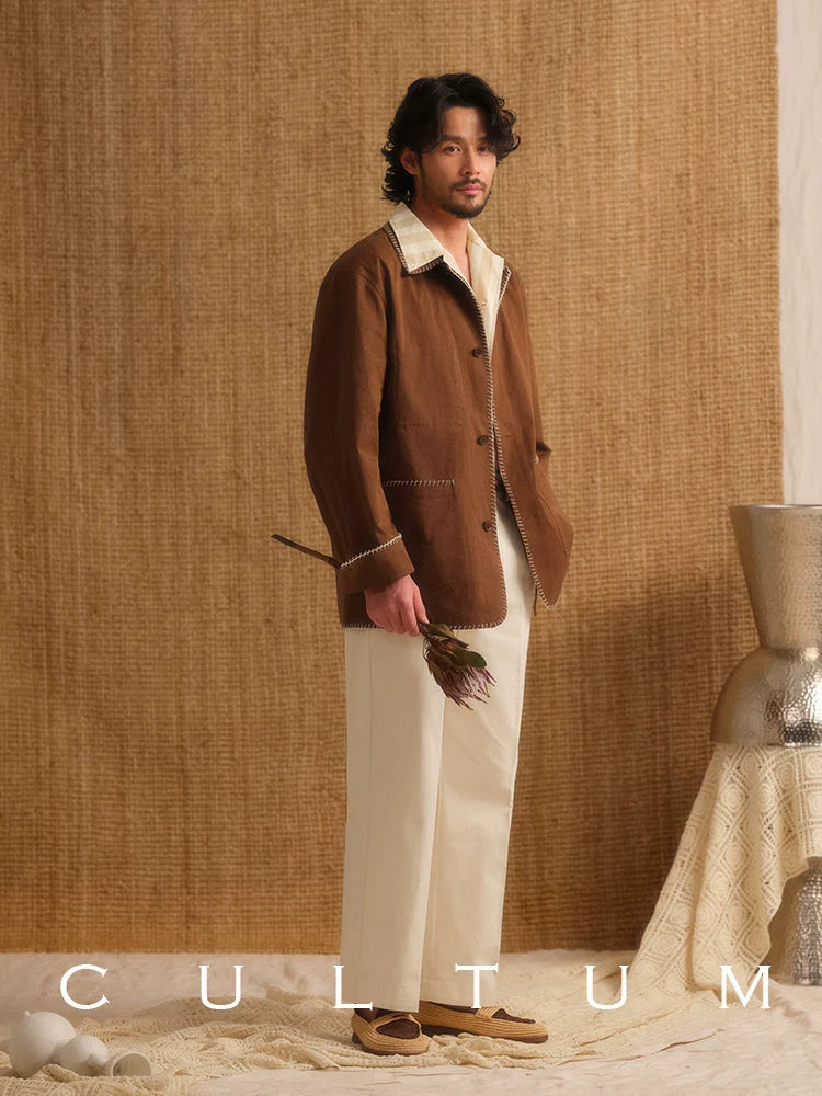 CULTUM Double Pleated Straight Casual Trousers