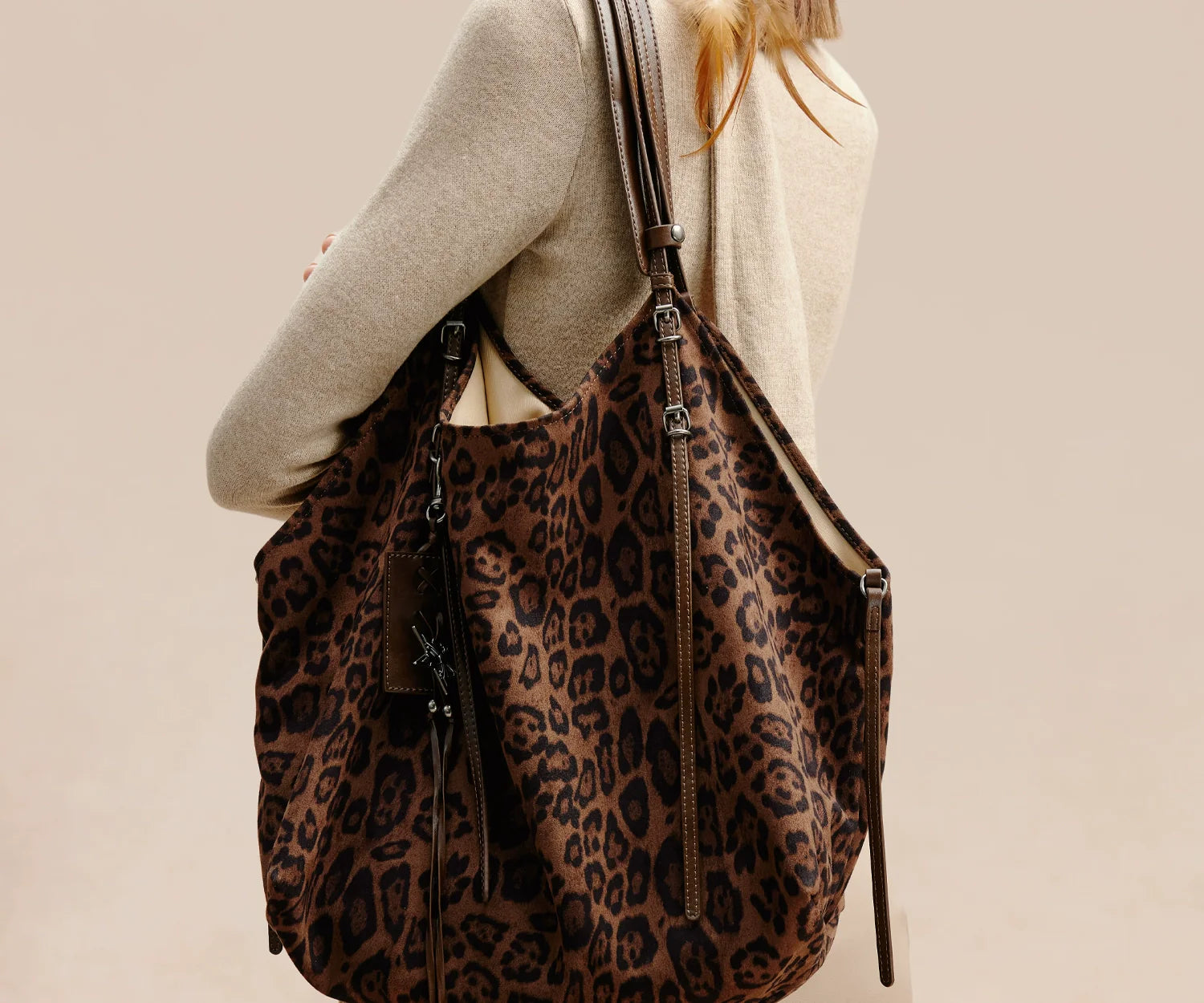 JACD Lazy Slack Retro Leopard Print Large Capacity Tote Bag