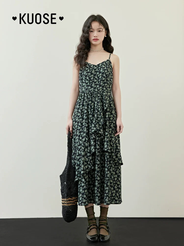 Kuose French Floral Suspender Dress